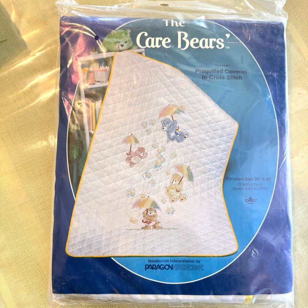 PARAGON NEEDLECRAFT The Care Bears 30"x42" Prequilted Coverlet Cross Stitch